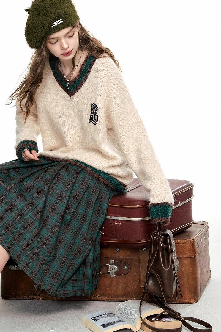 Soft Mohair V Neck Pullover Sweater