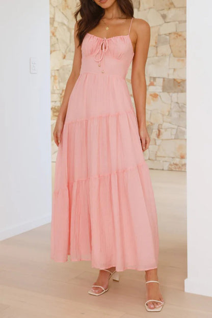 Patchwork Tie Back Flowy Boho Dress