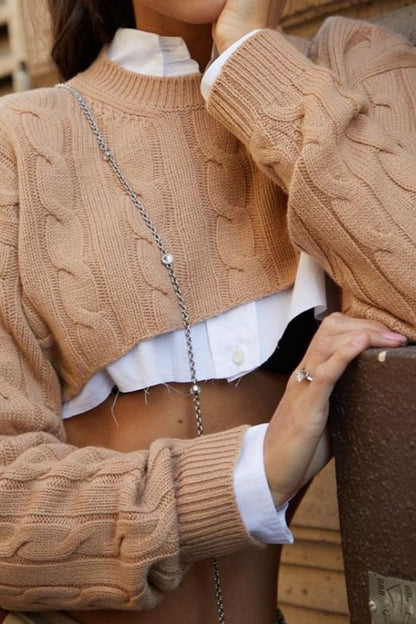 Layered Style Cable Knit Sweater