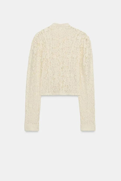 Romantic Retro Napoleon Style Lace Stand Collar Button Up Long Sleeve Jacket