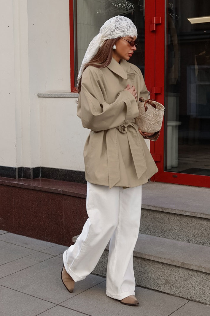 Wrap Waist Trench Style Coat