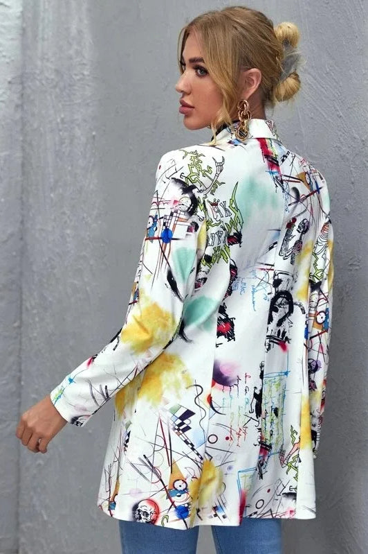 Graffiti Print Vintage Blazer
