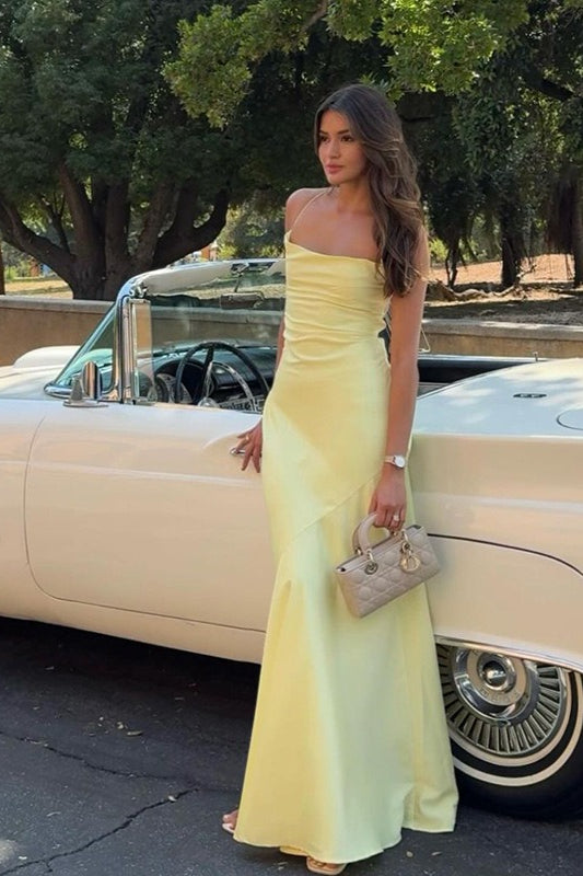 Belted Backless Maxi Silk Dress