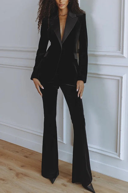 Delicate Daze Velvet High Rise Elastic Waist Flare Pants