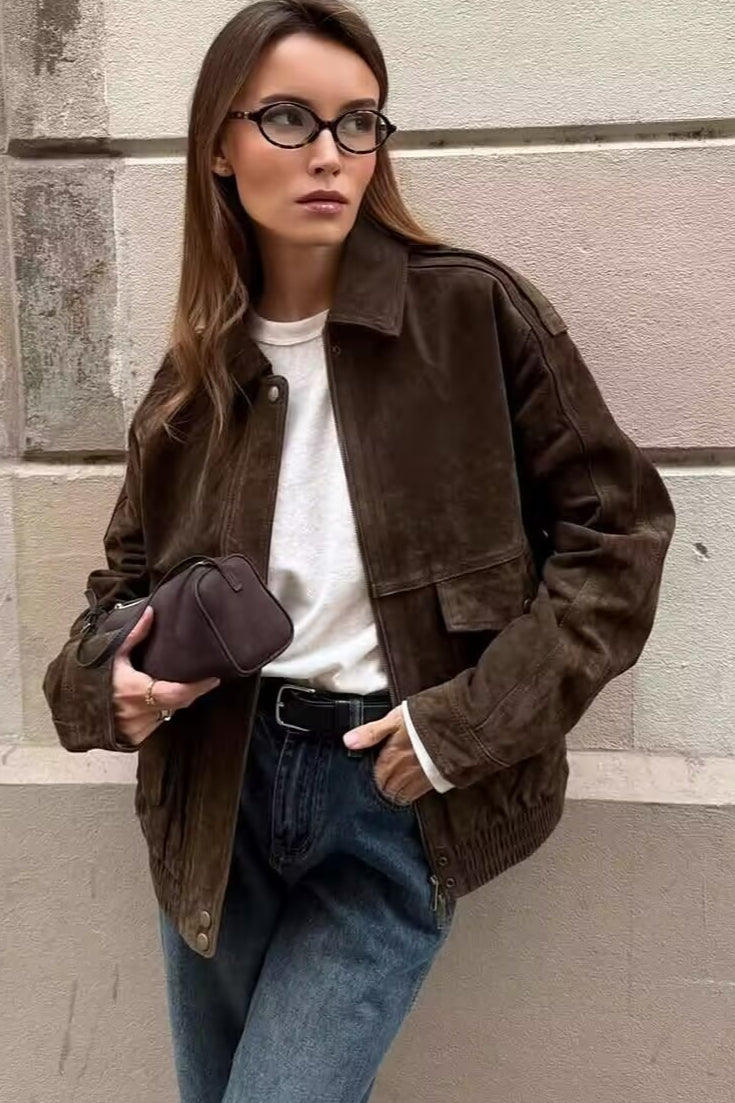 Retro Washed Aviator Style Jacket