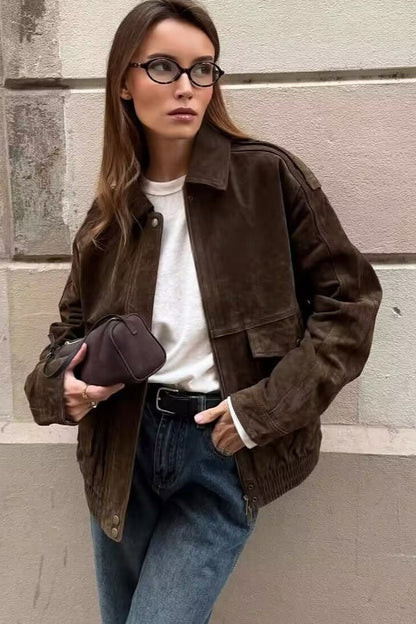 Retro Washed Aviator Style Jacket