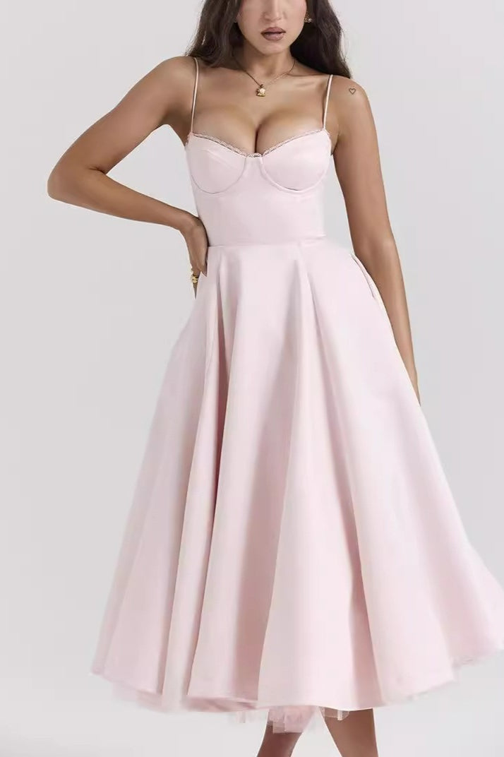 Maxi V-Neck Puff Party Dress