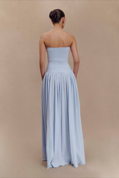 Solid Color Sleeveless Backless Ruched Corset Maxi Prom Dress