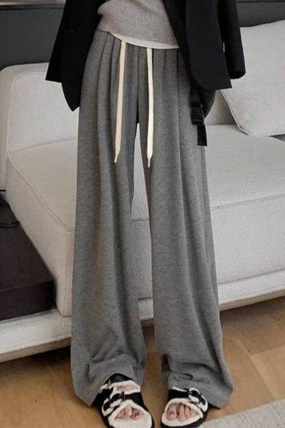 Plush Deep Gray Oversized Knit Pants