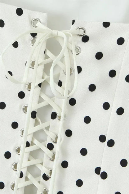 Polka Dot Square Neck Fit and Flare Mini Dress