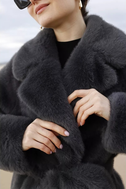 Faux Mink Fur Long Loose Chic Overcoat