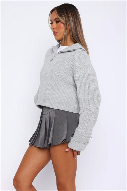 Zip Neck Knit Sweater