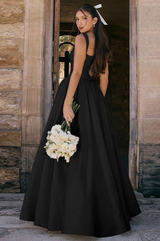 Solid Color A Line Slip Prom Dress