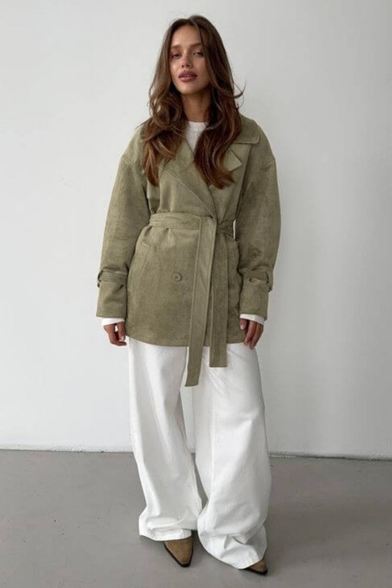 Vintage Suede Notch Collar Coat
