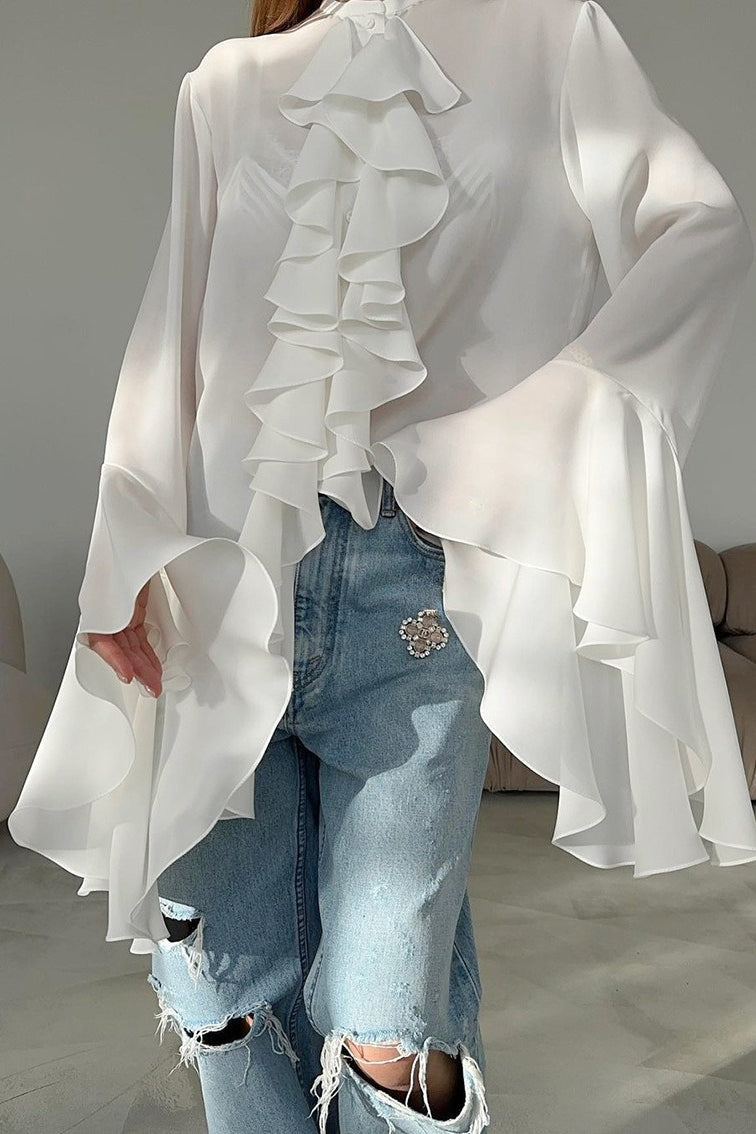 Design Ruffle Flare Blouse