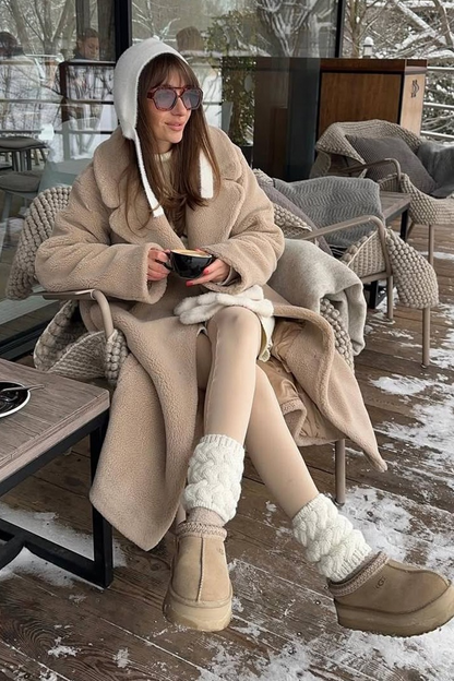 Extended Sherpa Fleece Warm Fuzzy Overcoat