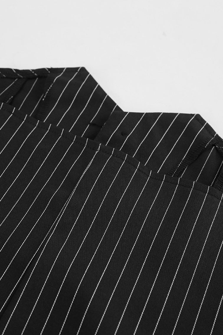High Waist Striped V Neck Two Piece Vest Pants Set
