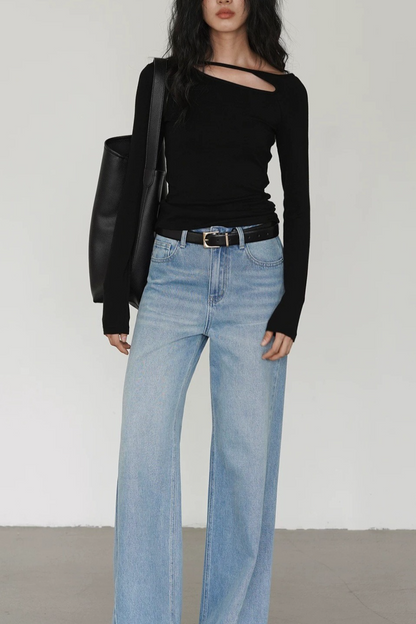 Side Cutout Slim Long Sleeve Crop Top