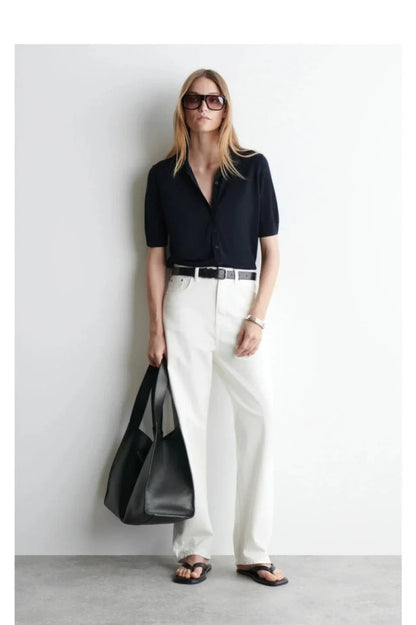 Short Sleeve Polo Cardigan