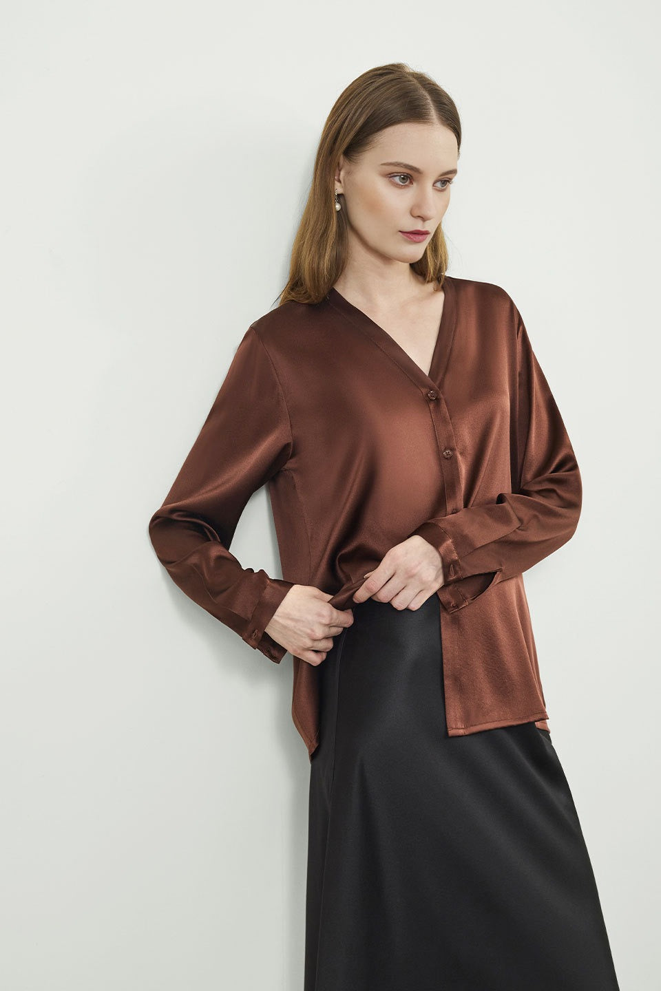 Silk Oversized Elegant Workwear Long Sleeve Blouse