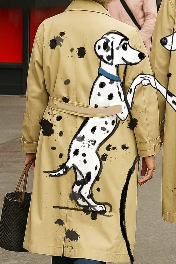 Collared Dog Print Couple Jacket