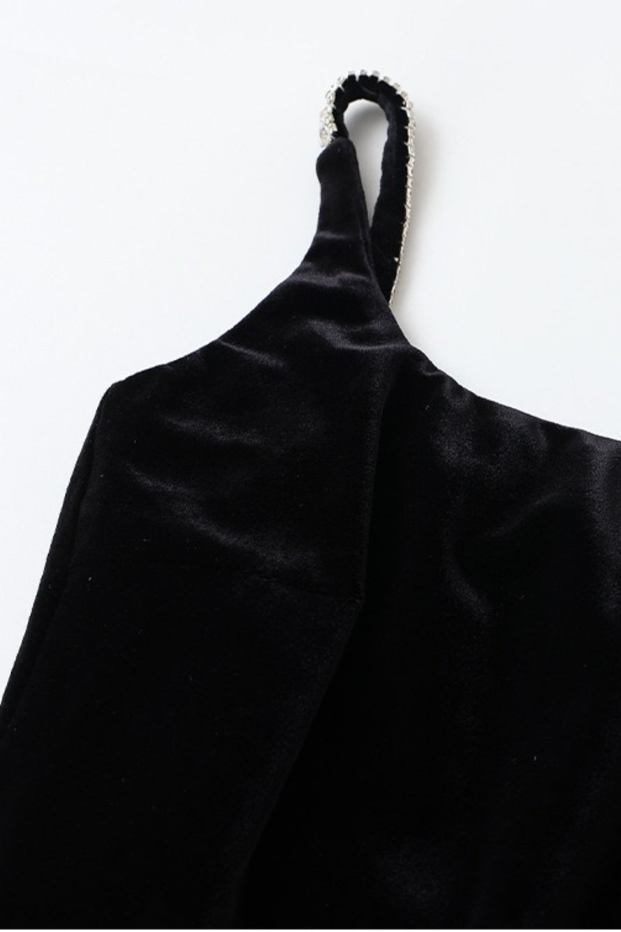 Sexy Velvet Strappy Backless Maxi Dress