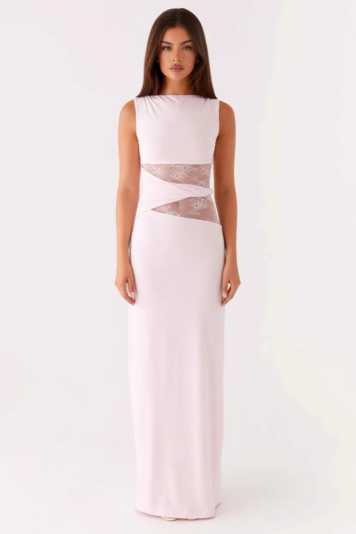 Cut Out Lace Panel Sleeveless Bodycon Dress