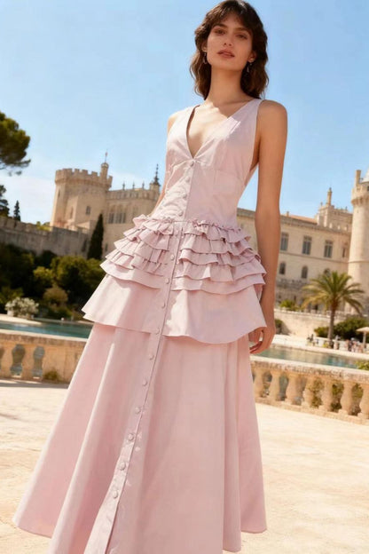 Elegant Vintage Sleeveless Swing Tiered Prom Dress