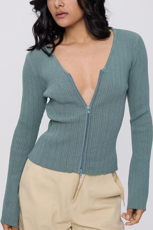 V-neck Knitted Cardigan Slim Sweater