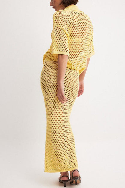 Crochet Hollow Fishnet Beach Skirt Set