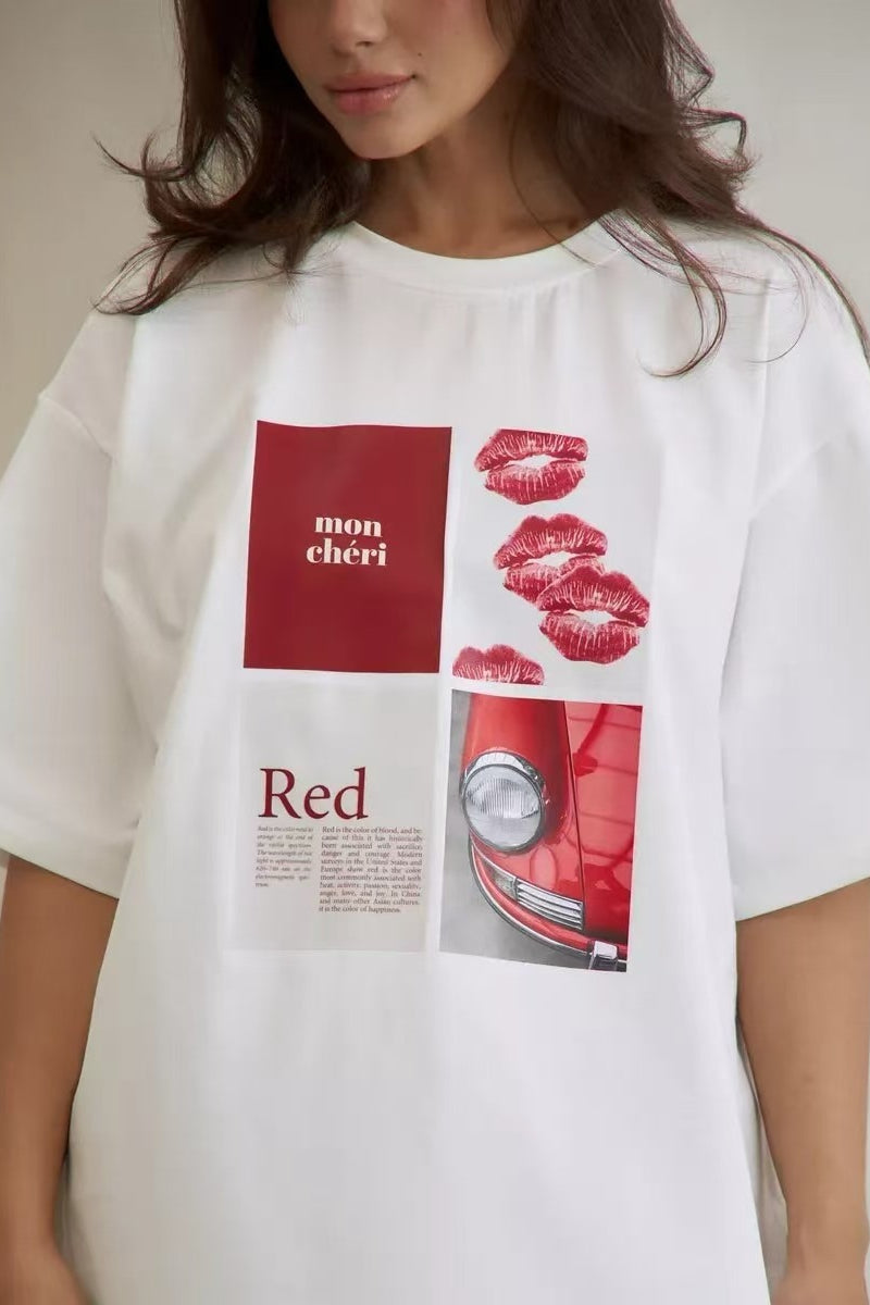 Cotton Graphic Print Loose Fit Casual Short Sleeve Tee