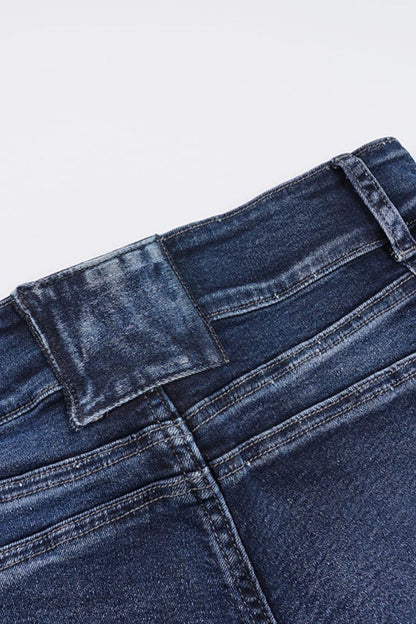 Distressed Low Rise Utility Pocket Denim Shorts