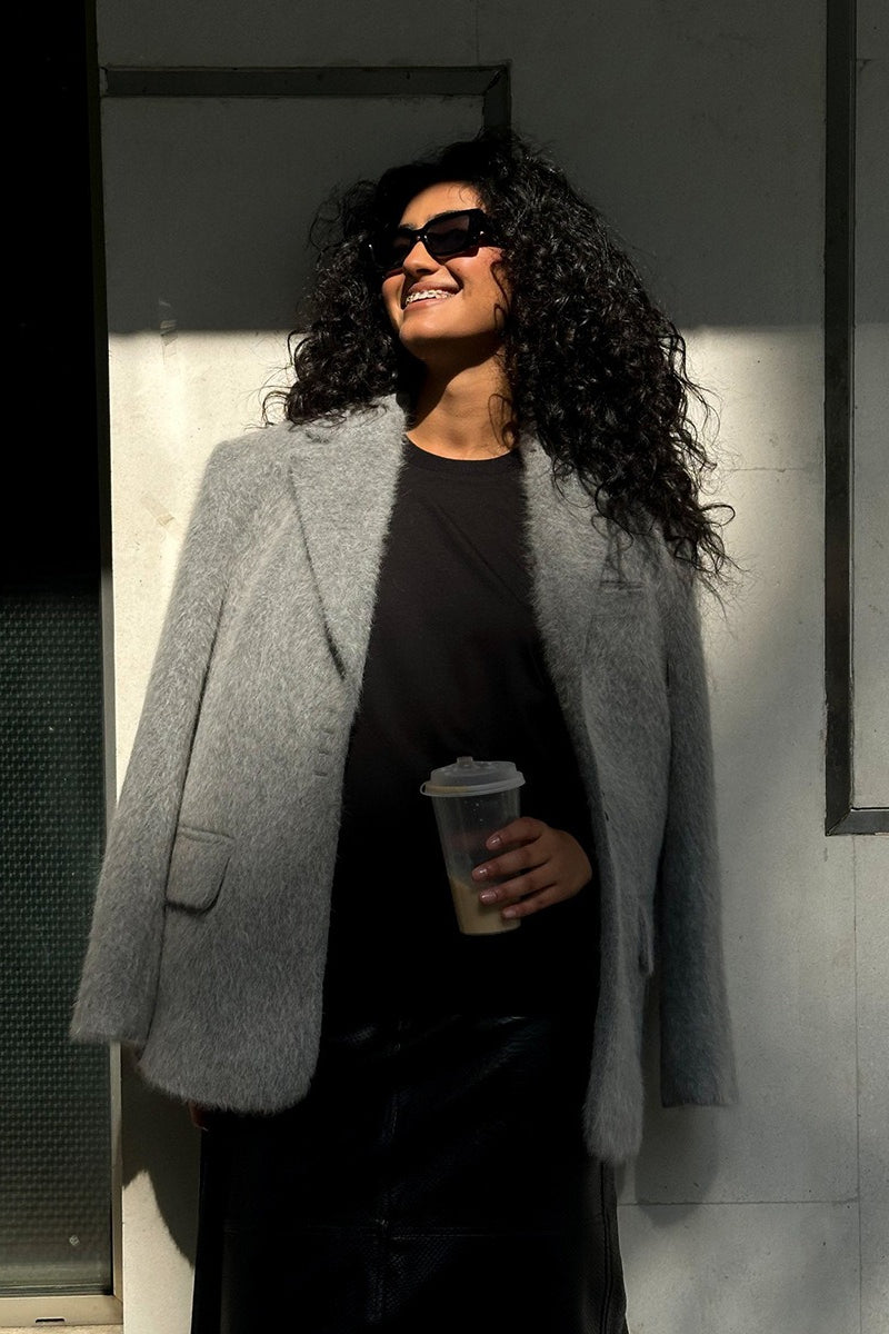 Soft Pile Notch Collar Coat