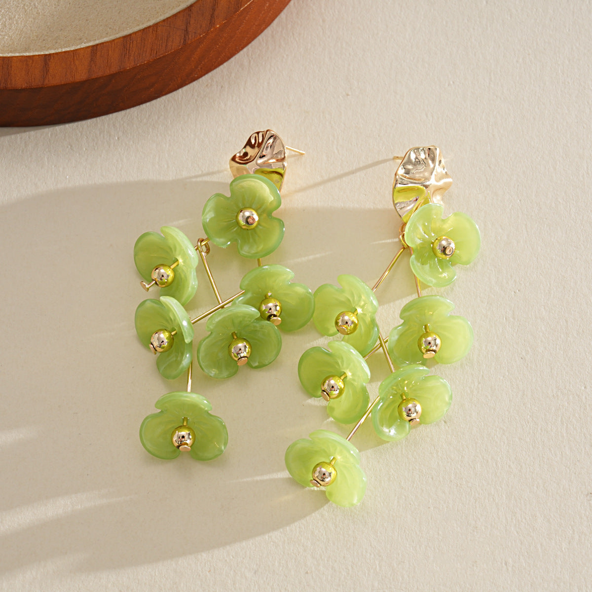 Multi Layer Floral Tassel Drop Earrings