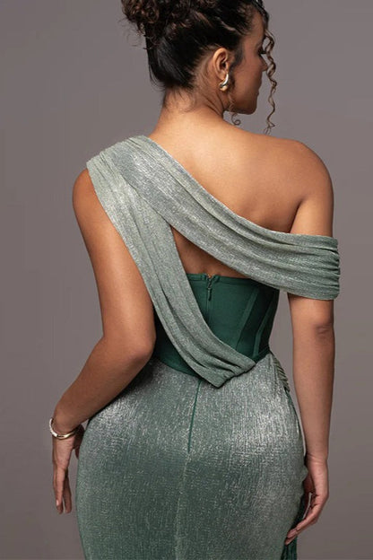 Strapless Backless Mesh Ribbon Bodycon Formal Dress