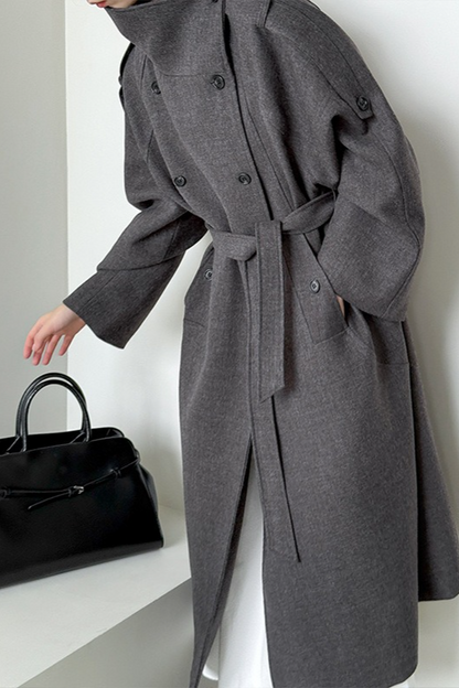 Tall Fit Double Breasted Long Chic Elegant Overcoat