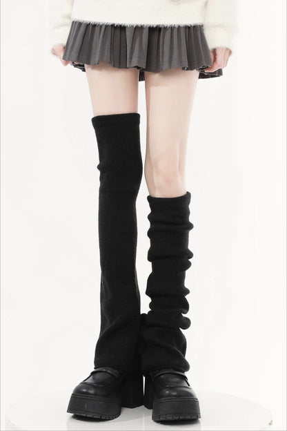 Ribbed Knit Bell Bottom Long Leg Warmers