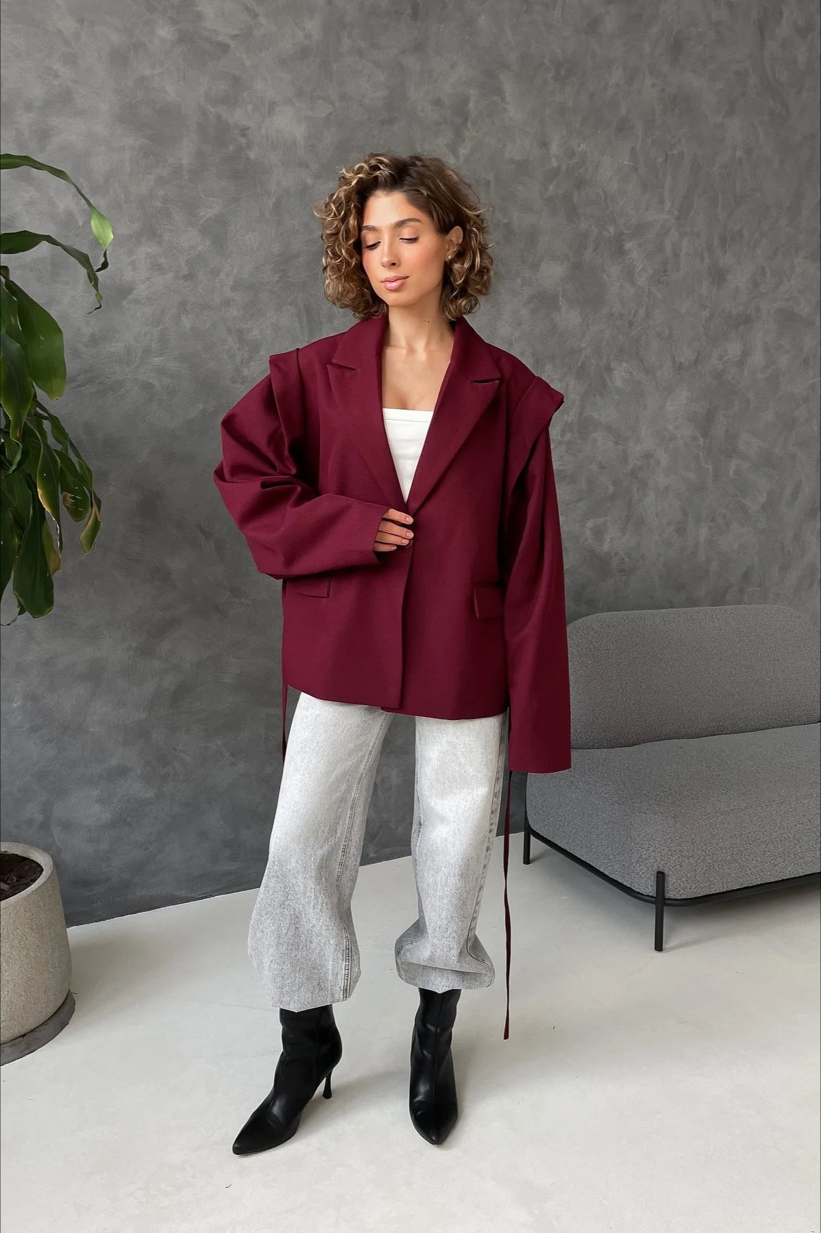 Long Sleeve Lace-up Office Blazer