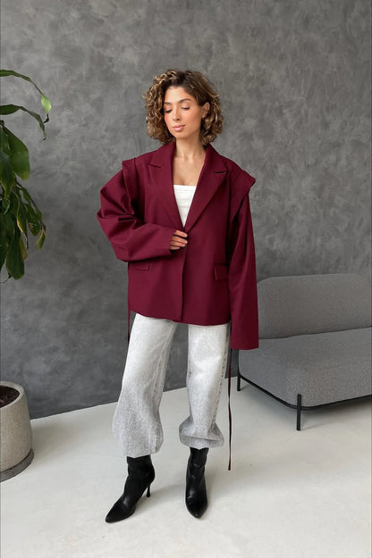 Long Sleeve Lace-up Office Blazer