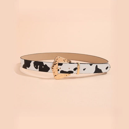 Vintage Animal Print Square Buckle Belt