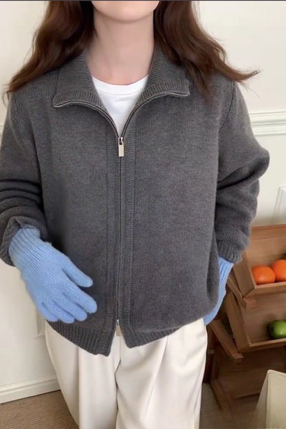 High Neck Double Zip Sweater