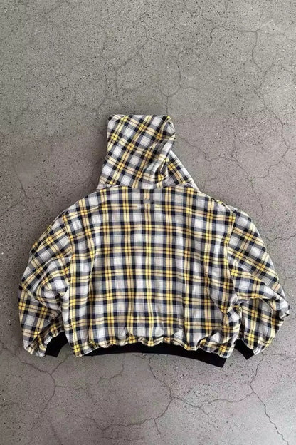 Reversible Checkered Patchwork Heavyweight Hoodie