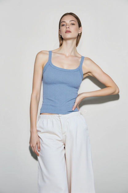 Sleeveless Strap Ribbed Causal Cropped Top Summer Solid O-neck Slim Fit Exposed Navel Mini Vest 2024 Crop Top
