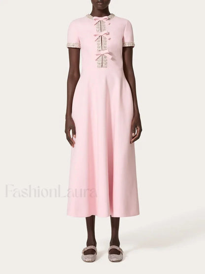 Diamond Bowknot Midi Dress