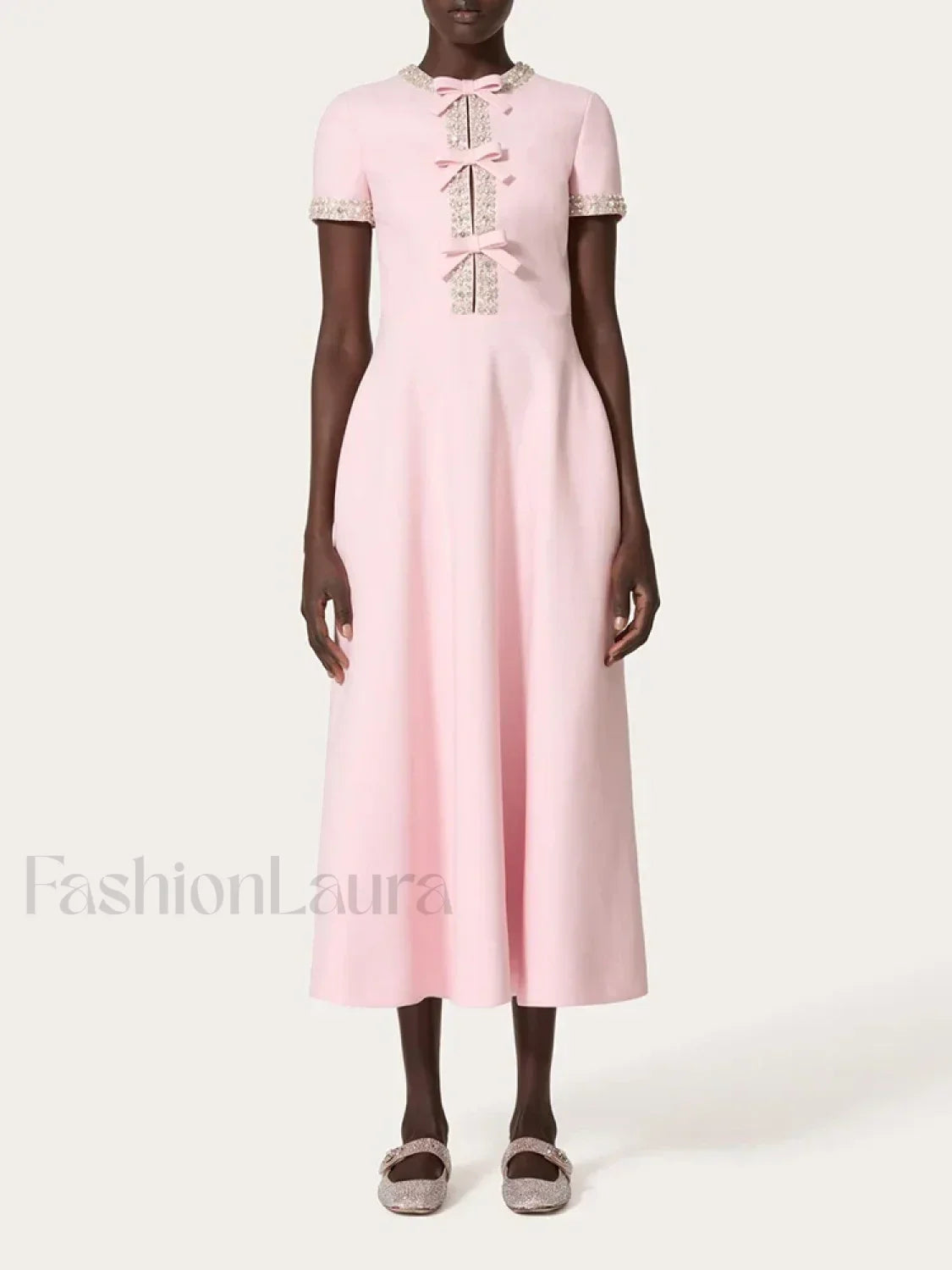 Diamond Bowknot Midi Dress