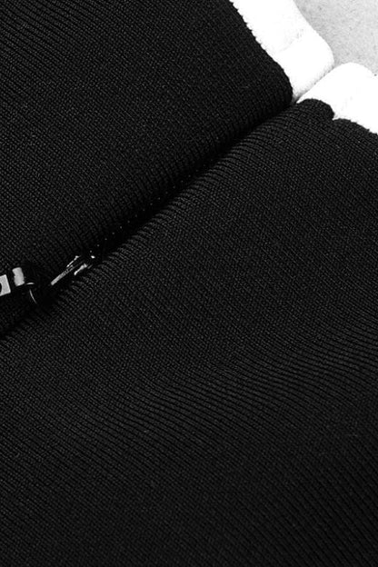 Classic Black Sweetheart Spaghetti Strap Side Stripe Bandage Bodycon Maxi Dress