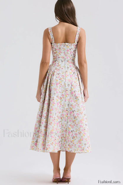 Dorothy White Stylish Rosebud Print Sundress
