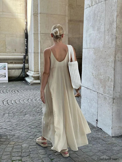 Double Layers V-neck Long Dress