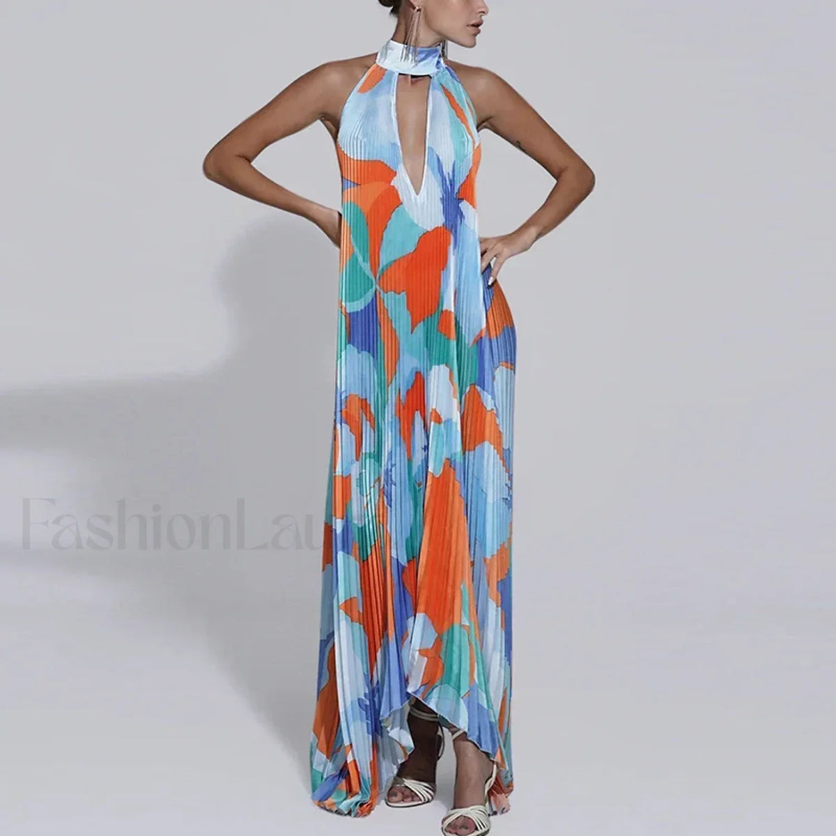 Draped Ethnic Hem Printed Maxi Dress