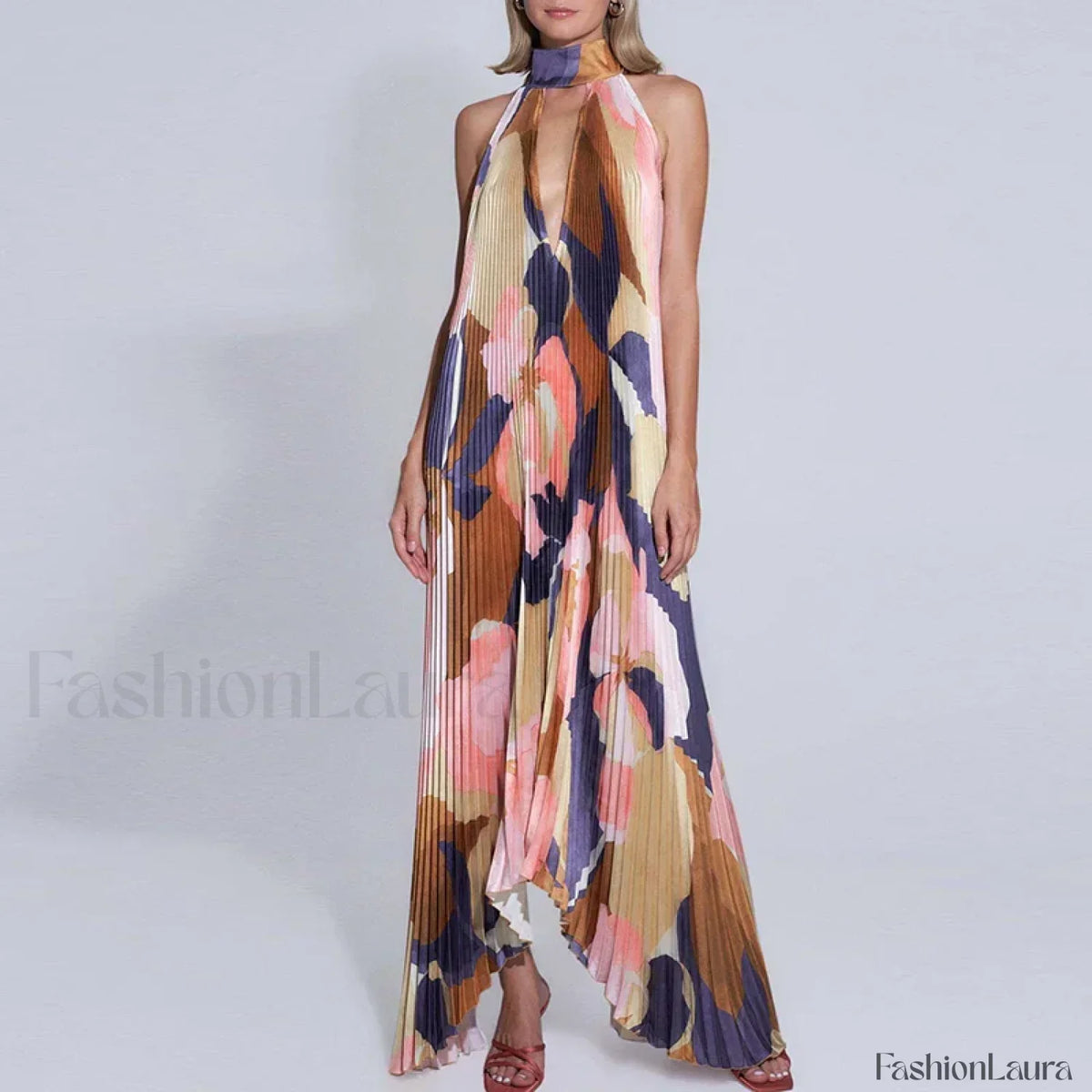Draped Ethnic Hem Printed Maxi Dress